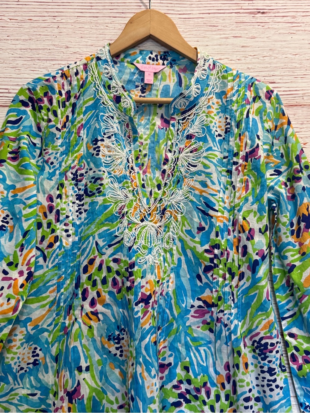 Lilly Pulitzer Sarasota Beaded Tunic Top in Resort White Sea Soirée Sz M - Picture 4 of 14